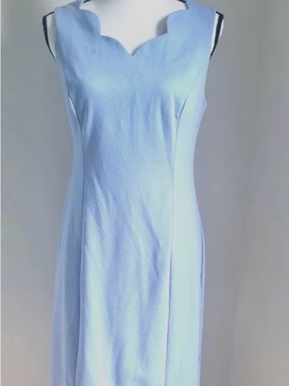 NWOT Talbots Powder Blue Scalloped Neckline Summer Dress